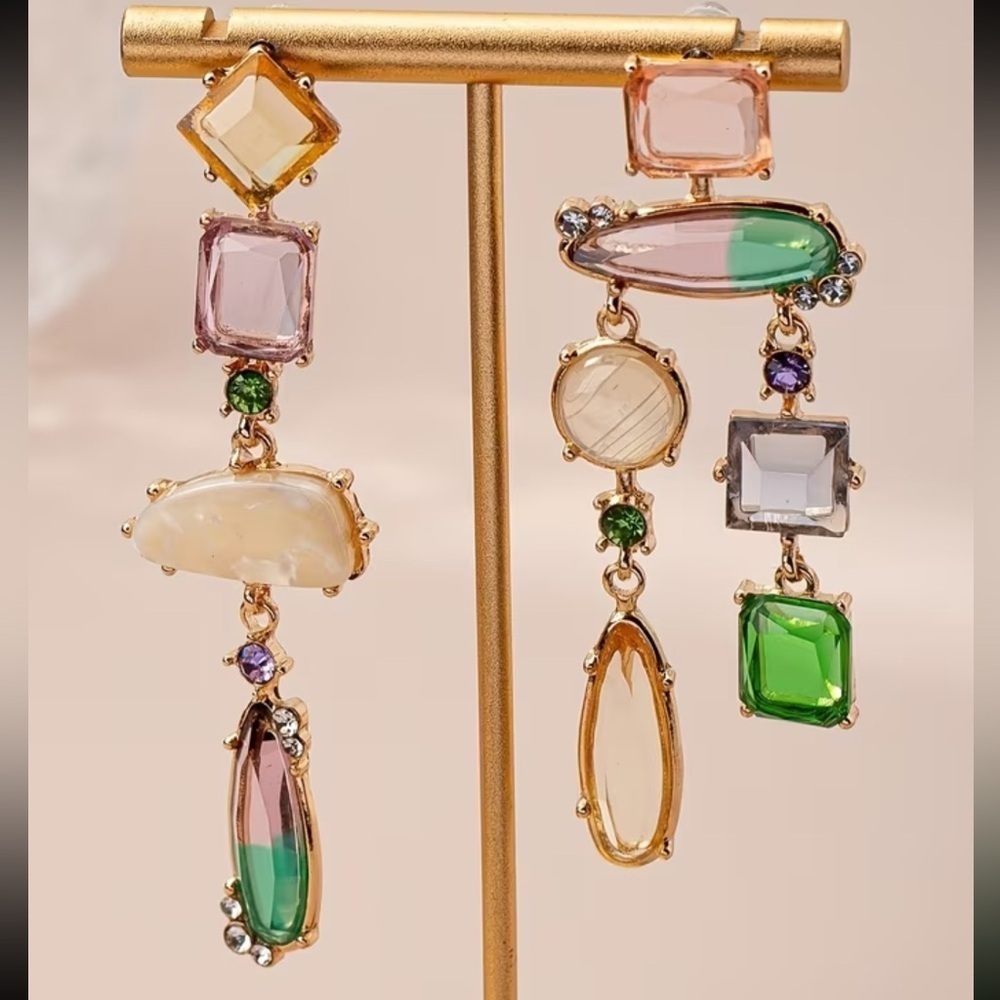 NEW! Chic Multicolor Gemstone Earrings. Elegant Unique Earrings. A9-296